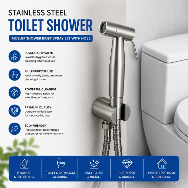 Premium Stainless Steel Muslim Shower Hand Bidet Sprayer Set | Rust Resistant | High Pressure