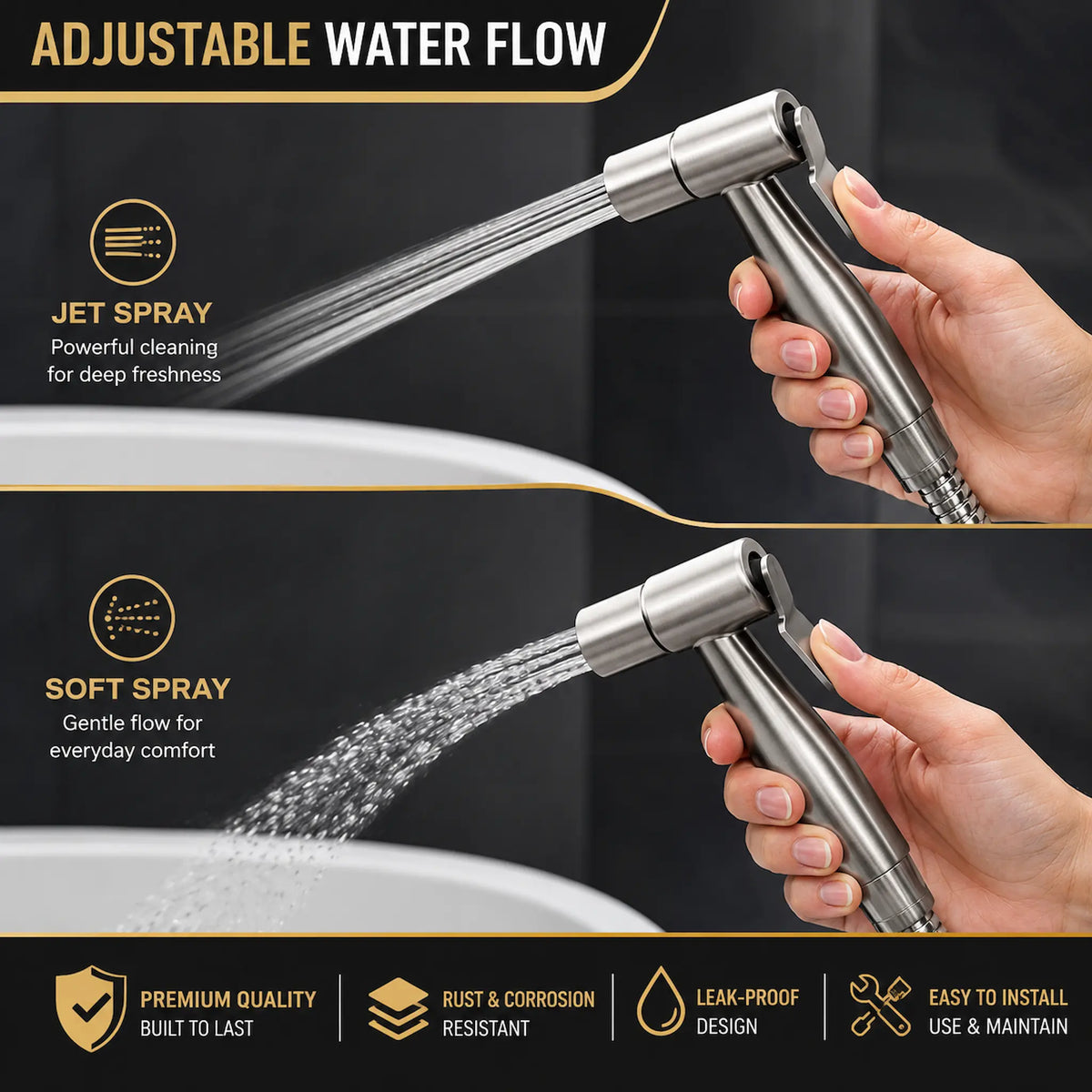 VALVO Muslim Shower with Adjustable Water Pressure and Leak-Proof Design