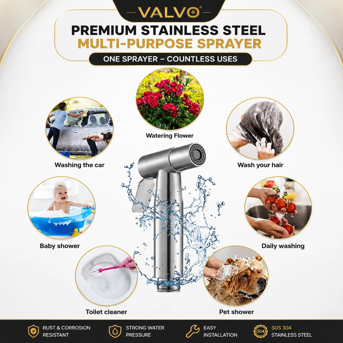 VALVO Multipurpose Muslim Shower for bathroom cleaning and hygiene