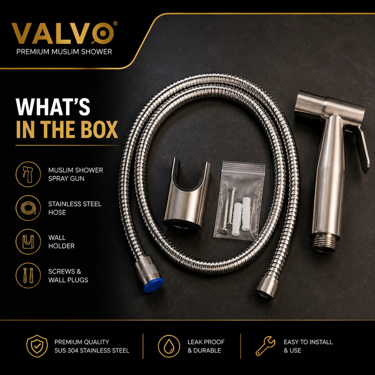 VALVO Muslim Shower complete set with hose holder and accessories