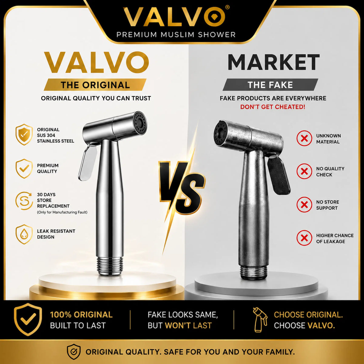 VALVO Original Muslim Shower vs Market Low Quality Products