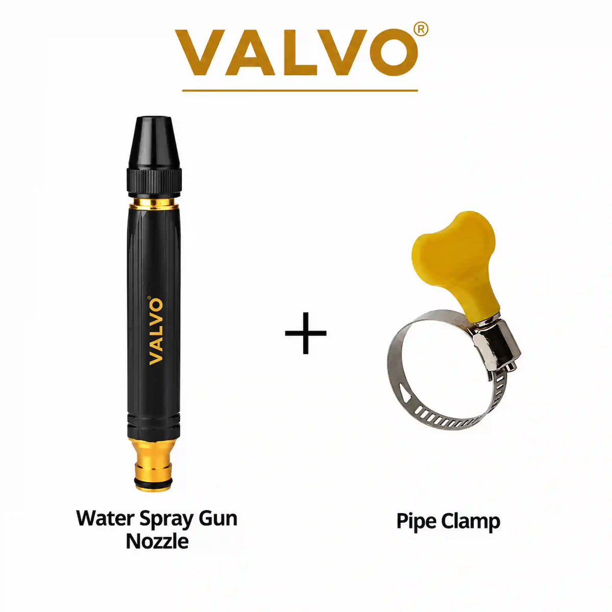 VALVO high pressure water spray gun nozzle package with free stainless steel hose pipe clamp
